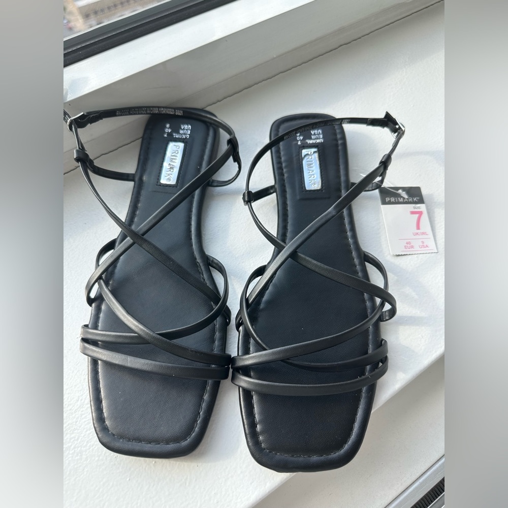 Black Strap Flat Sandals